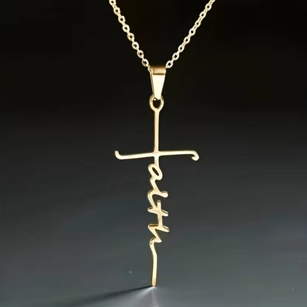 Gold FAITH Pendant Necklace